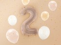 Ballon en aluminium Chiffre ''2'', 72cm, beige foncé