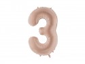 Ballon en aluminium Chiffre ''3'', 72cm, beige foncé