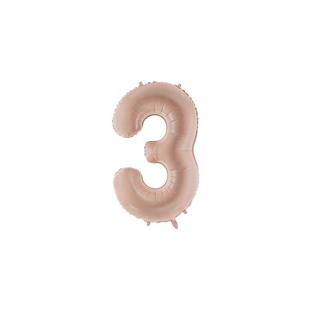 Ballon en aluminium Chiffre ''3'', 72cm, beige foncé