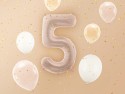 Ballon en aluminium Chiffre ''5'', 72cm, beige foncé
