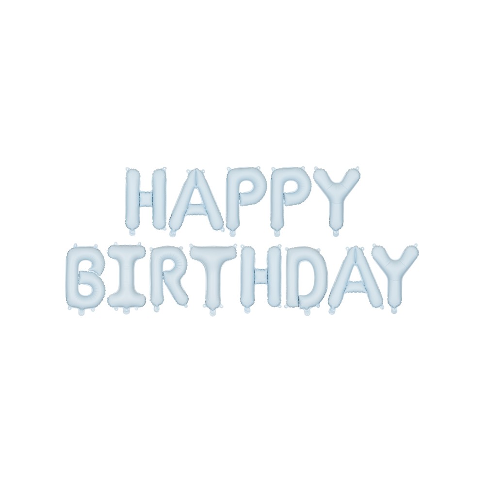 Ballon Mylar Happy Birthday, 340x35cm, bleu