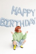 Ballon Mylar Happy Birthday, 340x35cm, bleu