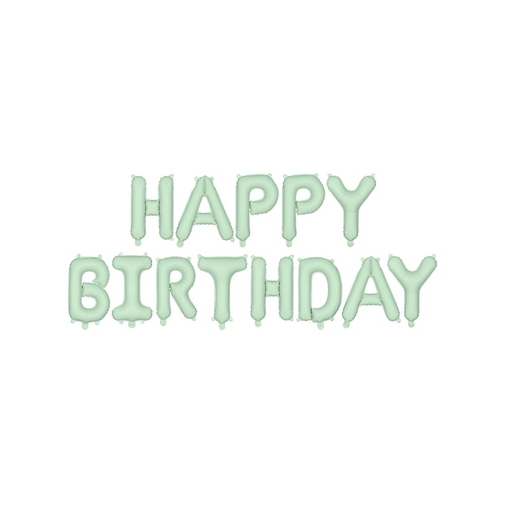 Ballon Mylar Happy Birthday, 340x35cm, vert