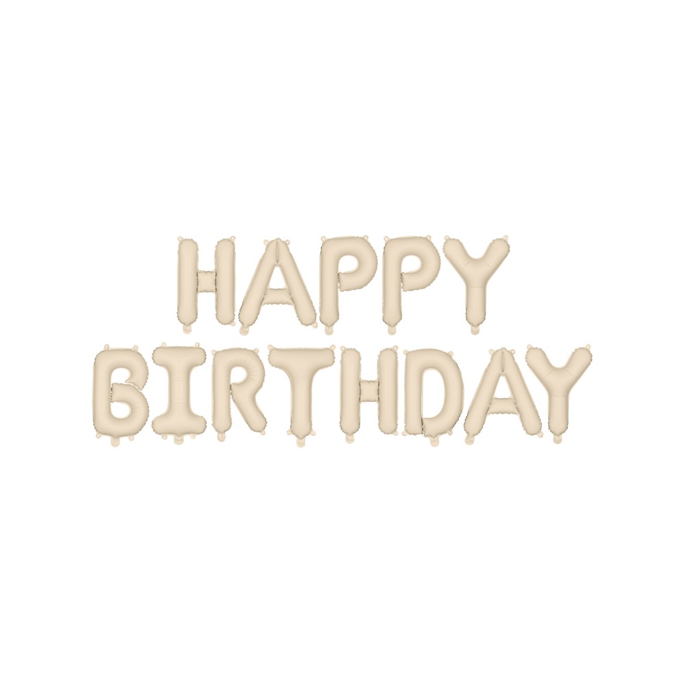 Ballon Mylar Happy Birthday, 340x35cm, beige