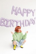 Ballon Mylar Happy Birthday, 340x35cm, violet