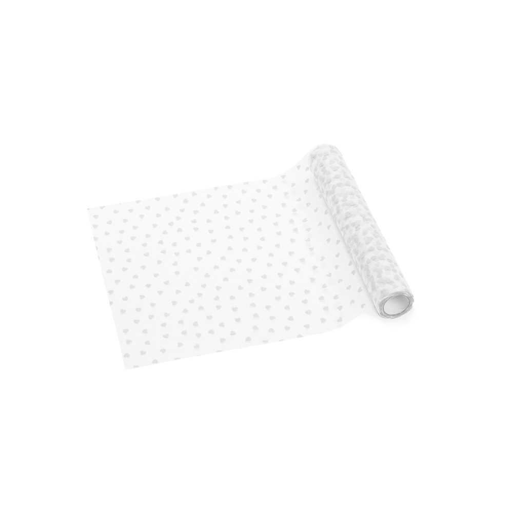 Chemin de table en tulle Cœurs, blanc, 0,36 x 9 m