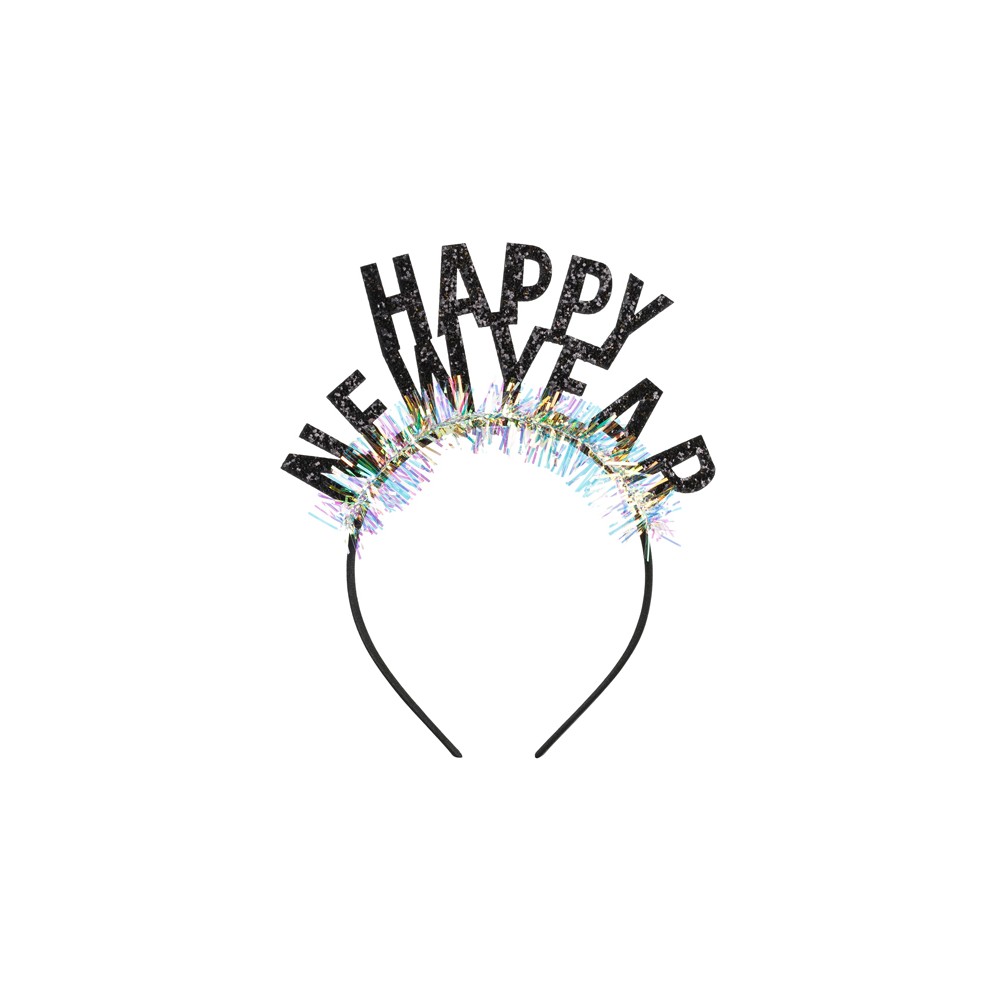 Serre-tete Happy New Year, 15,5 x 20,5 cm, noir