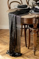 Chemin de table à paillettes, noir, 0,3 x 5 m