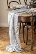 Chemin de table à paillettes, argenté, 0,3 x 5 m