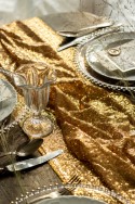 Chemin de table à paillettes, doré, 0,3 x 5 m