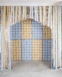 Rideau de ballons en aluminium double face, beige-bleu, 55 x 110 cm