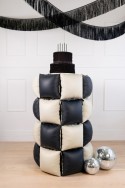 Rideau de ballons en aluminium double face Carré, noir-beige, 35 x 35 cm