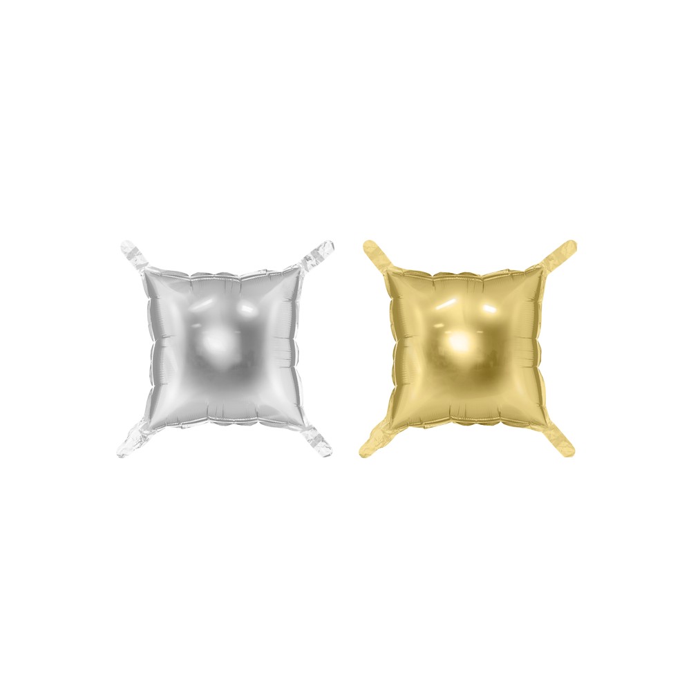 Rideau de ballons en aluminium double face Carré, or-argent, 35 x 35 cm