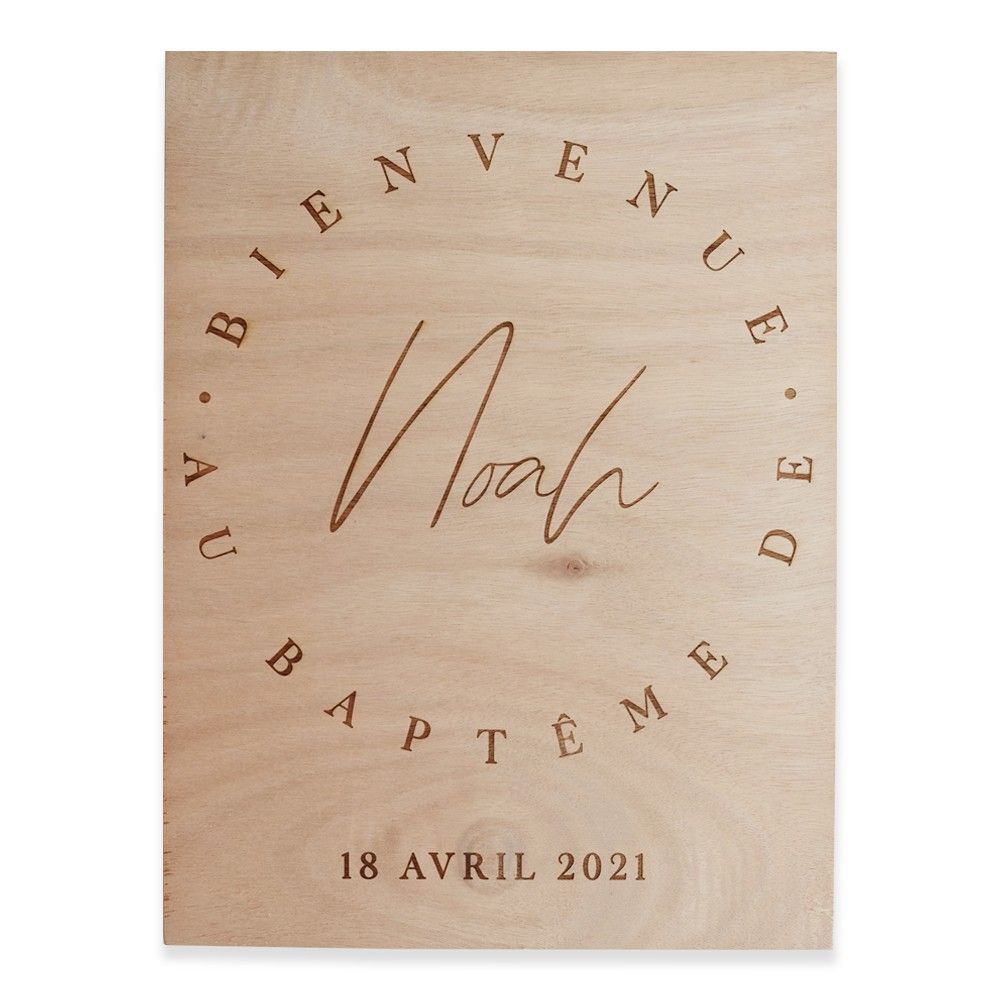 Panneau en bois personnalisable "baptême print"