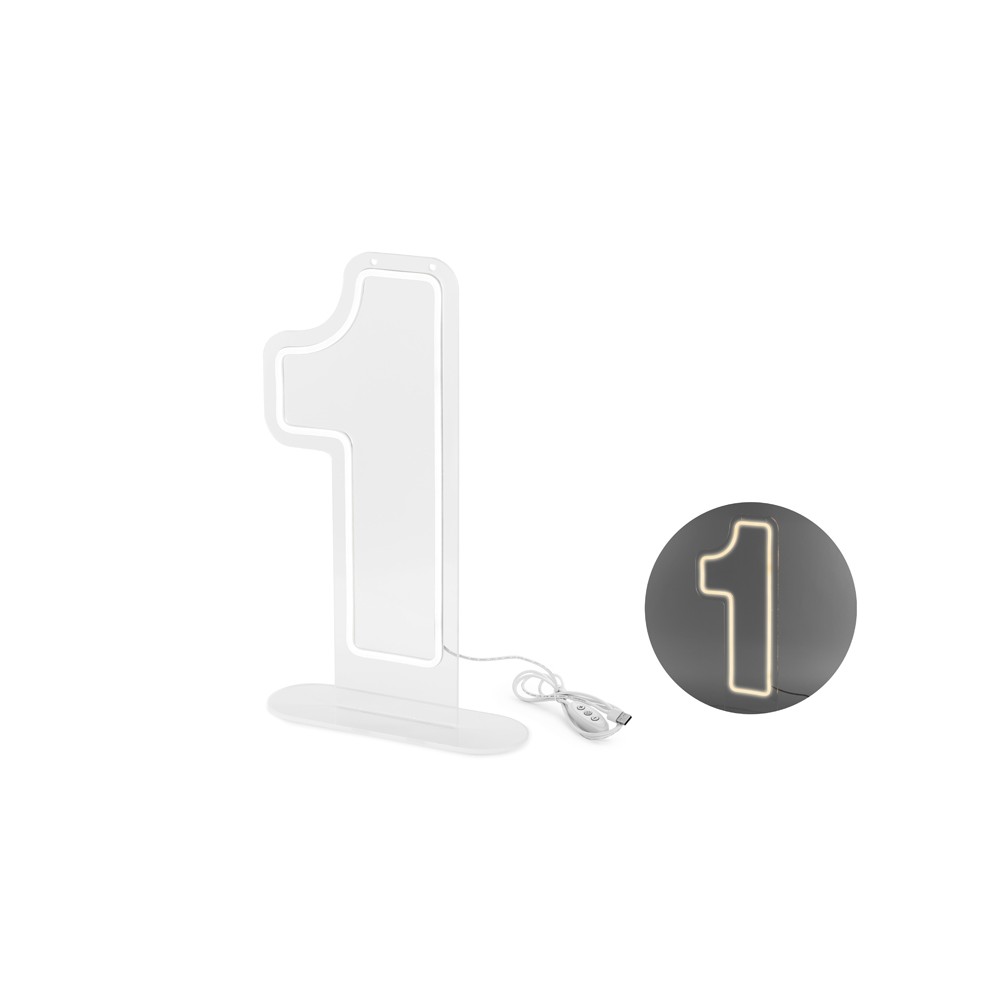 Néon LED - Chiffre '1', blanc, 50cm