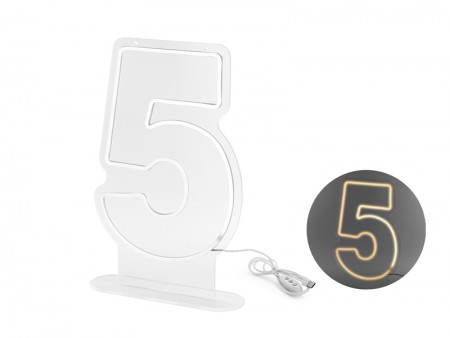 Néon LED - Chiffre '5',...