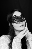 Masque de carnaval en dentelle, noir, 21 x 8 cm