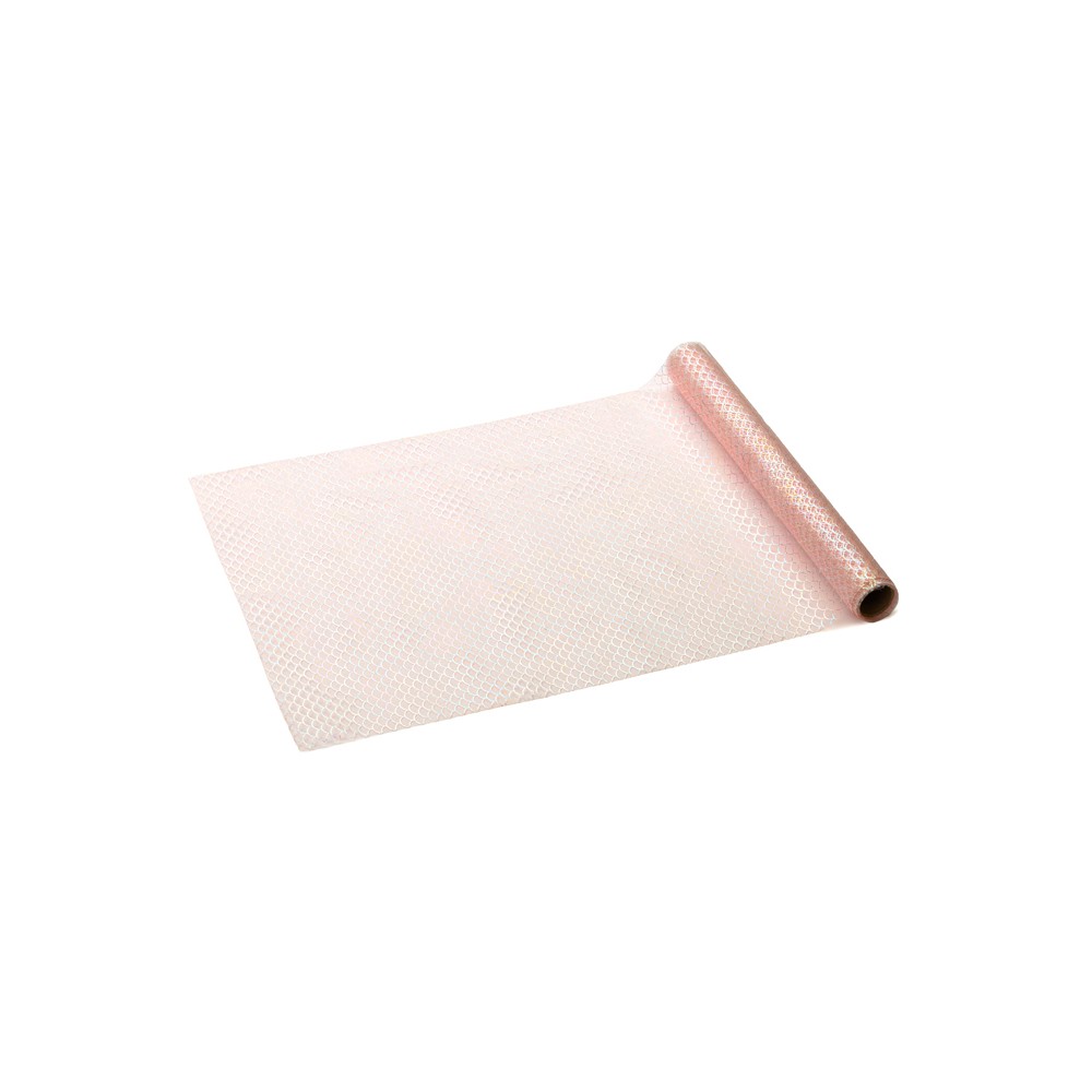 Chemin de table en tulle Écailles, rose, 0,32 x 3 m