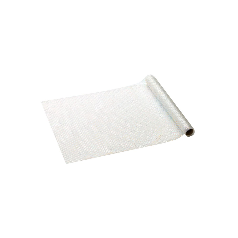 Chemin de table en tulle Écailles, blanc, 0,32 x 3 m