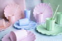 Assiettes en plastique Volant, 22 x 22 cm, rosa