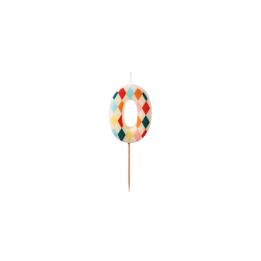 Bougie d'anniversaire Numéro 0 Losange, 5.5 cm, mix