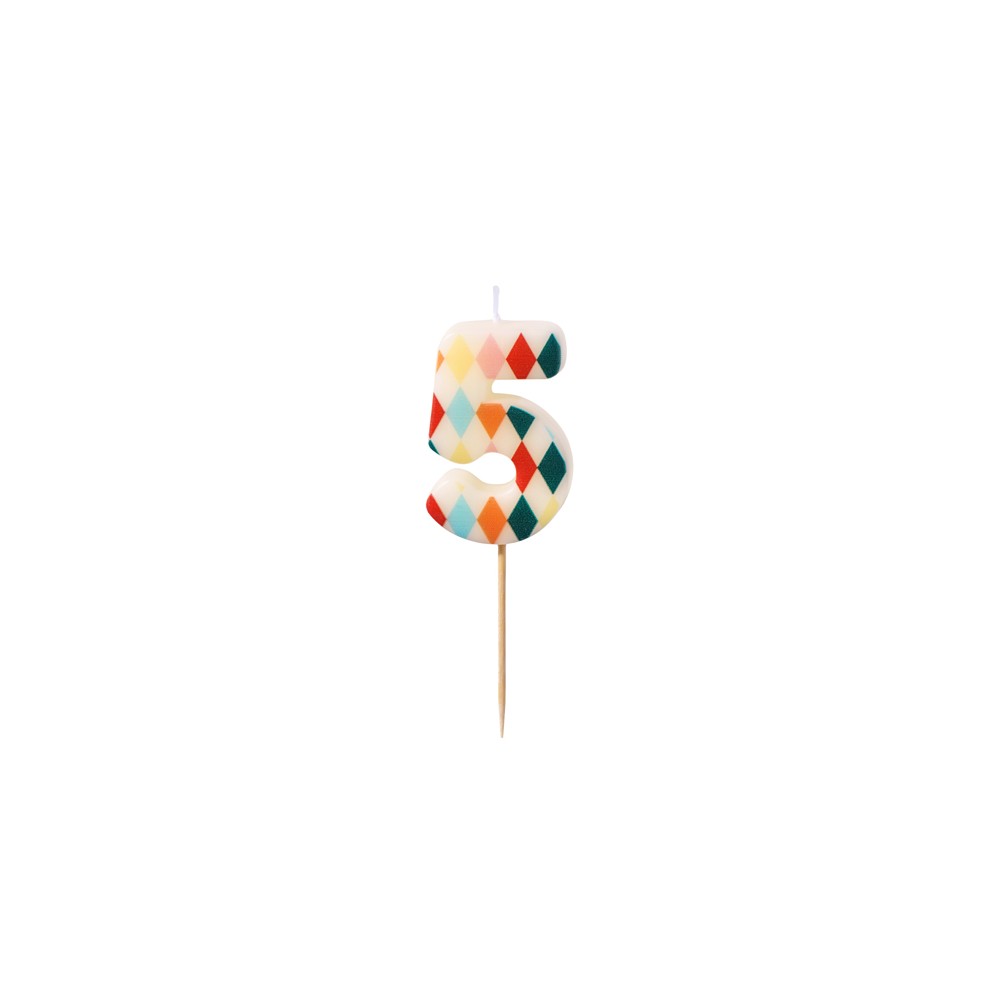 Bougie d'anniversaire Numéro 5 Losange, 5.5 cm, mix