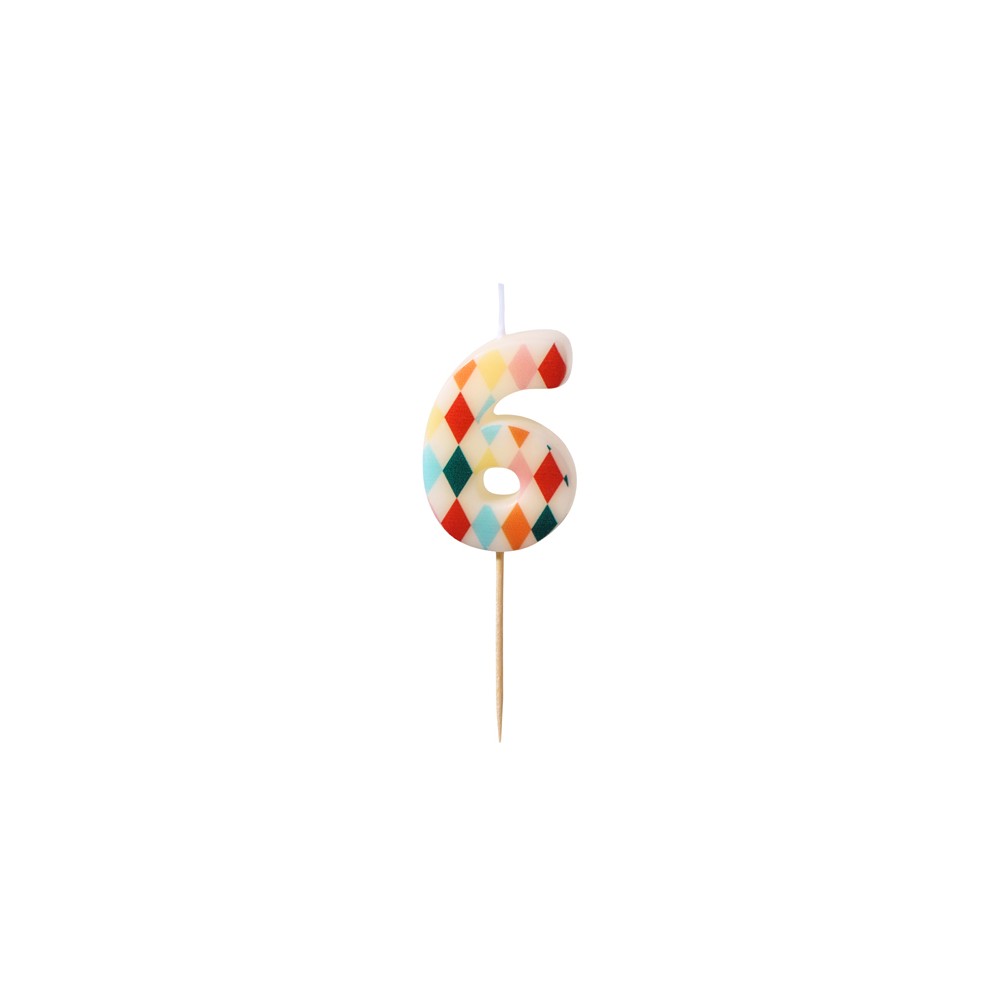 Bougie d'anniversaire Numéro 6 Losange, 5.5 cm, mix
