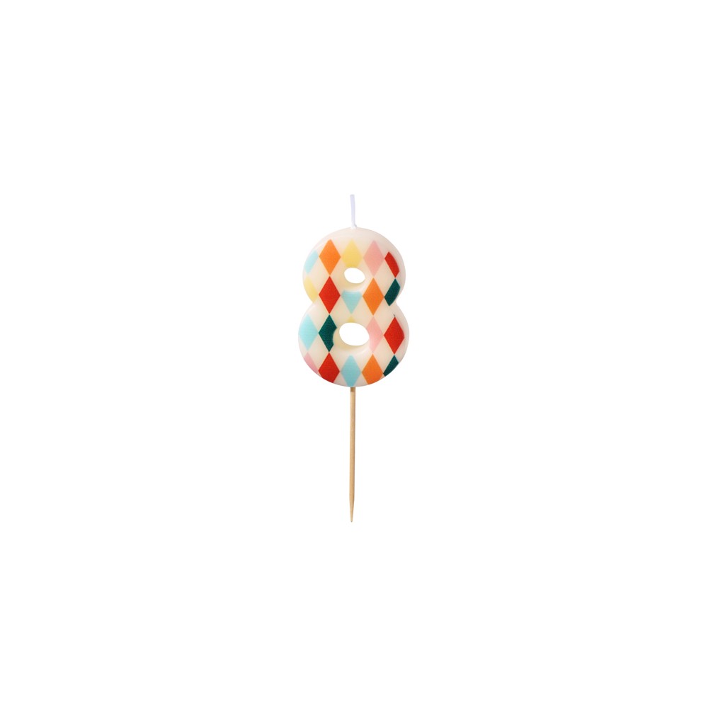 Bougie d'anniversaire Numéro 8 Losange, 5.5 cm, mix