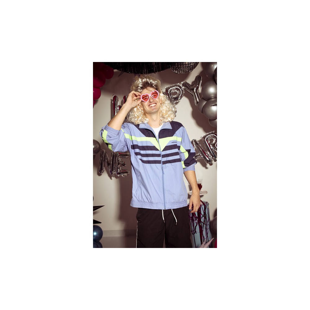 Perruque années 80, longs cheveux, blond