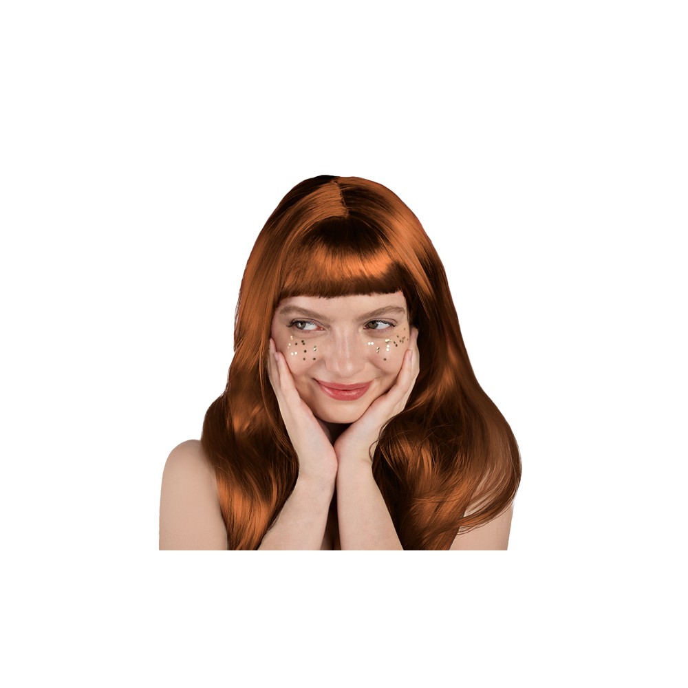 Perruque, longs cheveux, roux