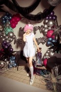 Perruque Afro, rose clair