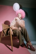 Perruque Afro, rose clair