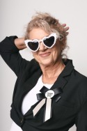 Lunettes en forme de cœur avec perles, blanc