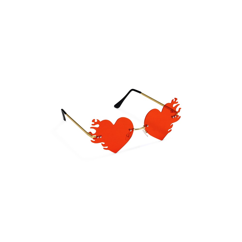 Lunettes en forme de cœur flamme, rouge