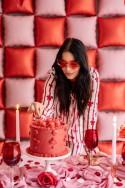 Lunettes en forme de cœur flamme, rouge