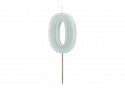 Bougie d'anniversaire Numéro 0, menthe légère, 6 cm