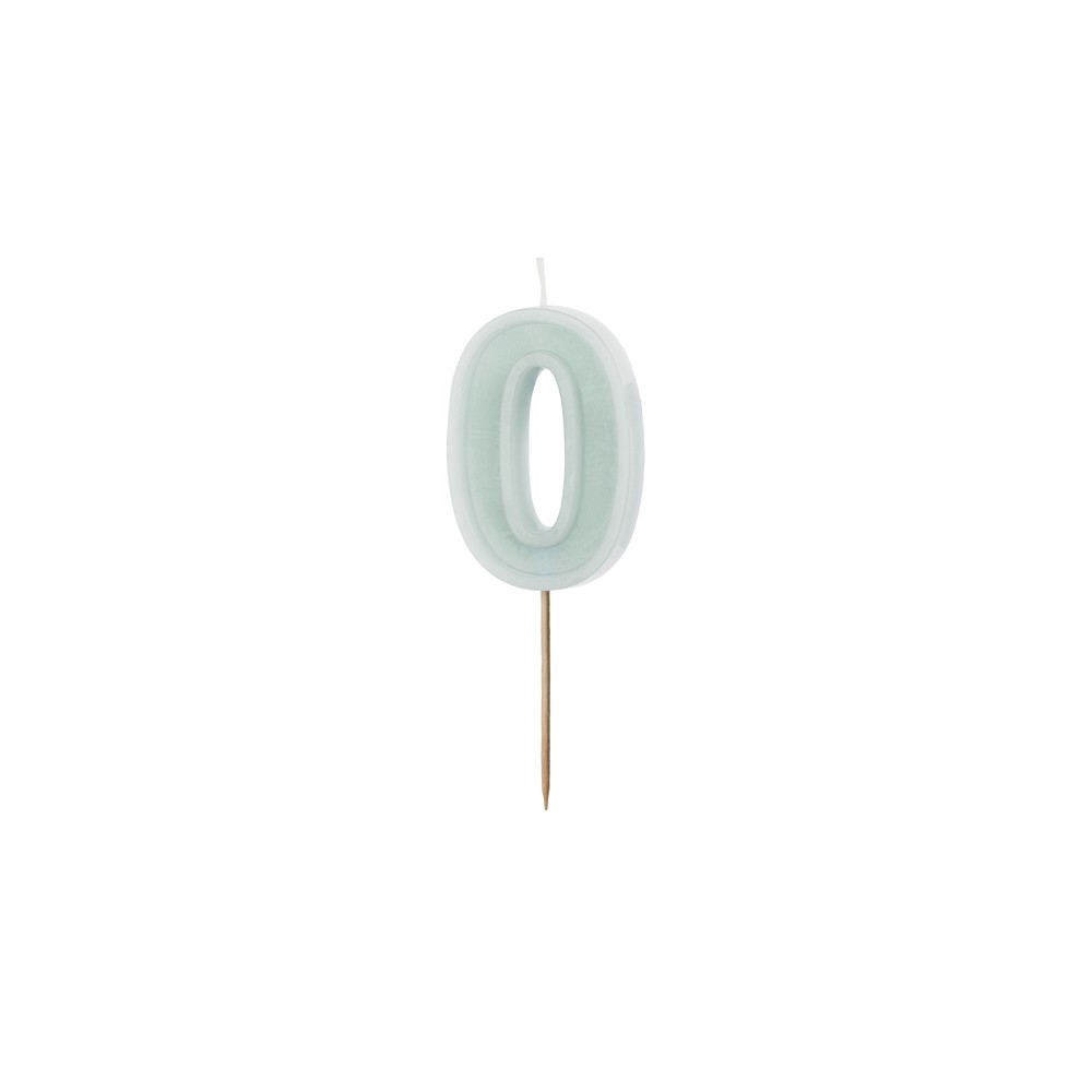 Bougie d'anniversaire Numéro 0, menthe légère, 6 cm