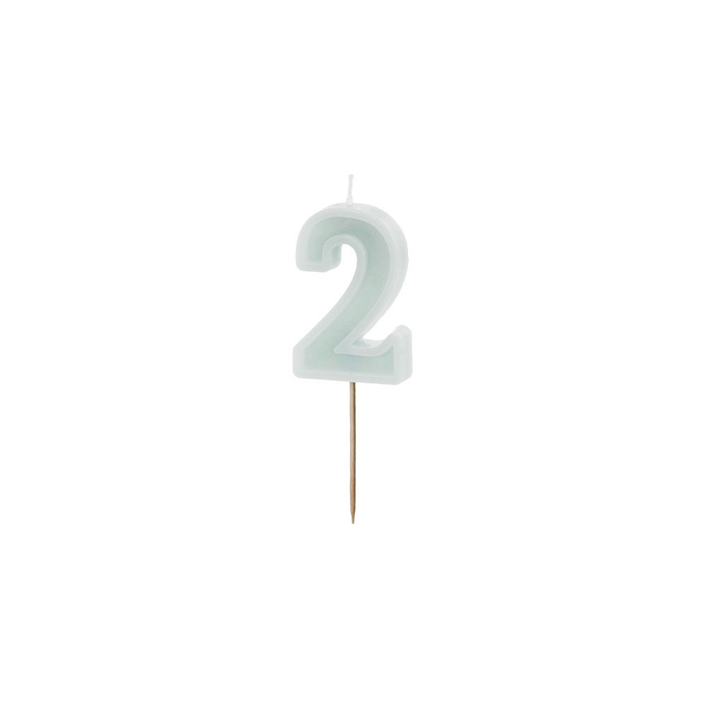 Bougie d'anniversaire Numéro 2, menthe légère, 6 cm