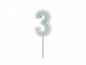 Bougie d'anniversaire Numéro 3, menthe légère, 6 cm