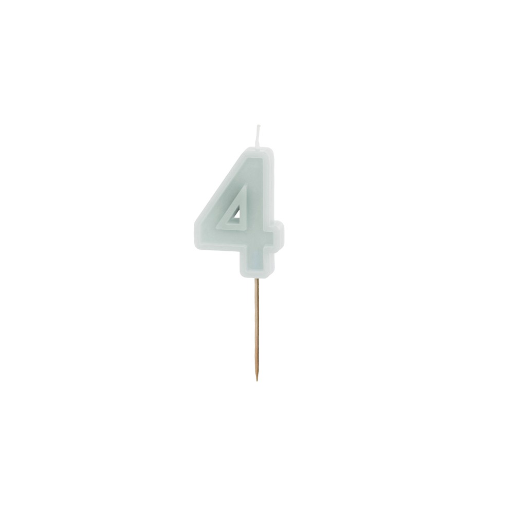 Bougie d'anniversaire Numéro 4, menthe légère, 6 cm