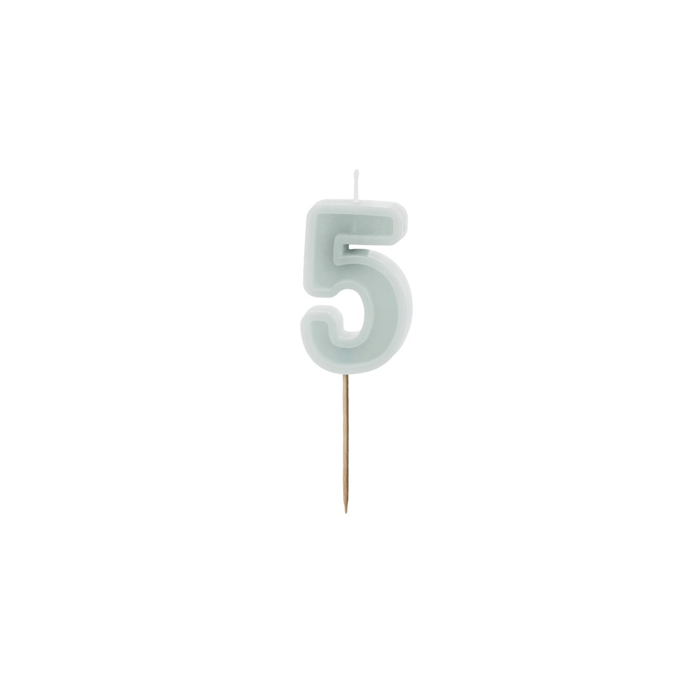 Bougie d'anniversaire Numéro 5, menthe légère, 6 cm