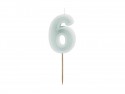 Bougie d'anniversaire Numéro 6, menthe légère, 6 cm
