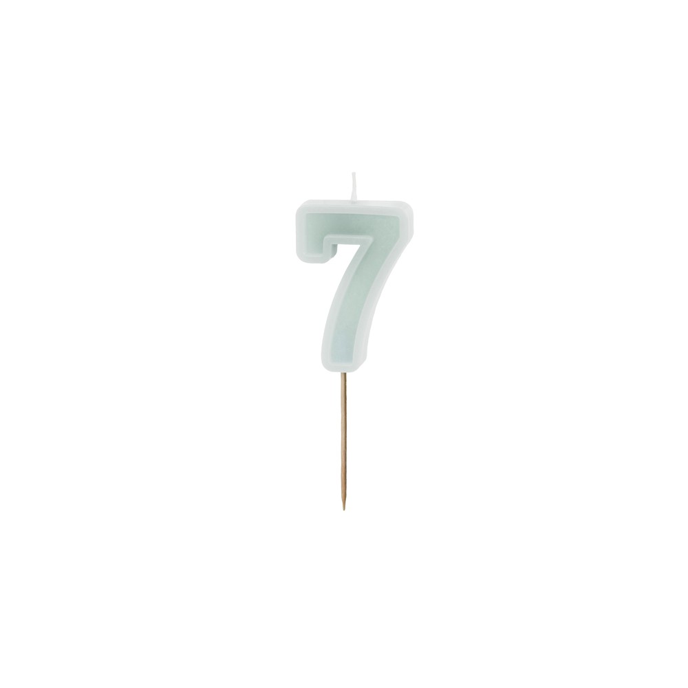 Bougie d'anniversaire Numéro 7, menthe légère, 6 cm