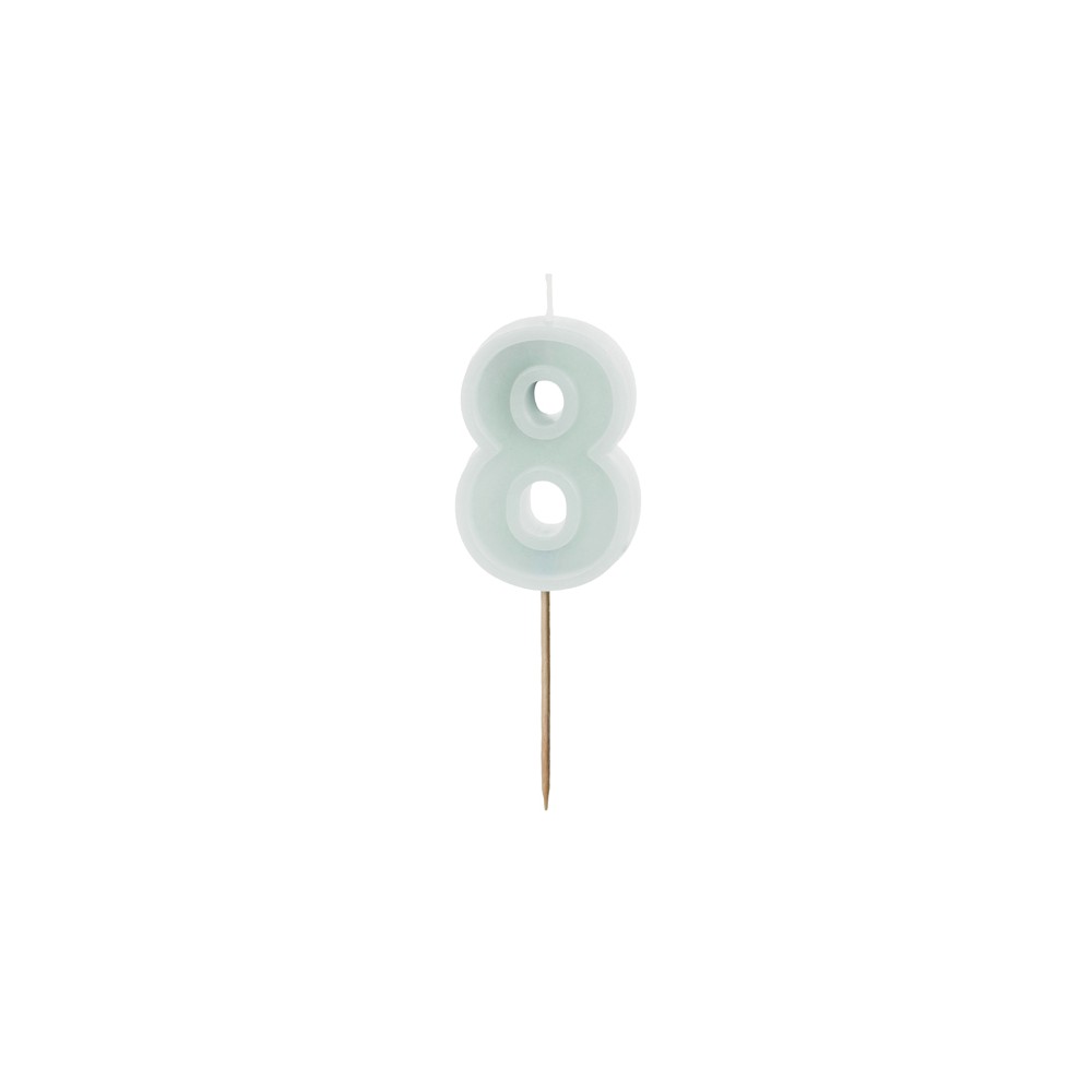 Bougie d'anniversaire Numéro 8, menthe légère, 6 cm