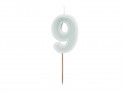 Bougie d'anniversaire Numéro 9, menthe légère, 6 cm
