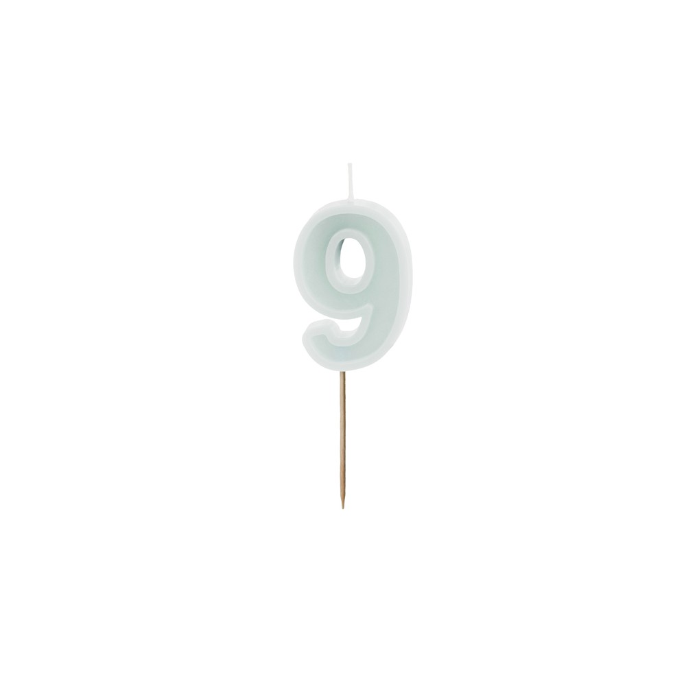 Bougie d'anniversaire Numéro 9, menthe légère, 6 cm