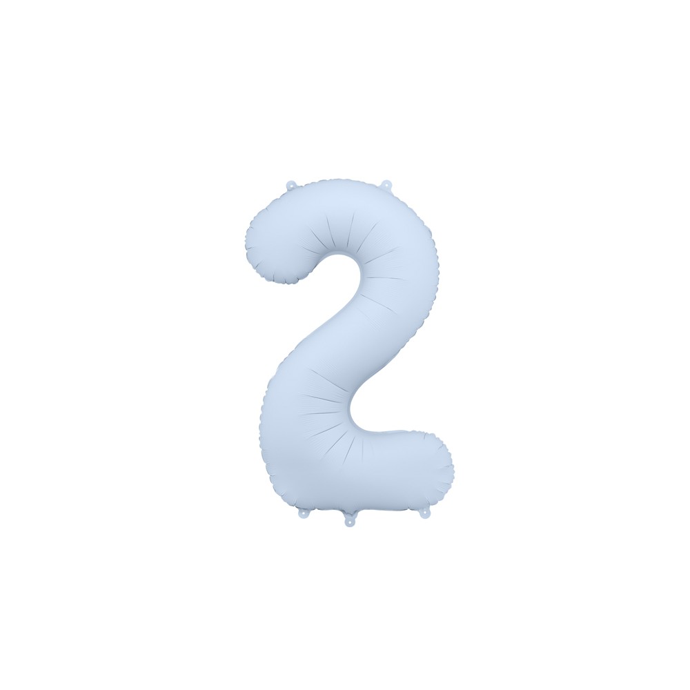 Ballon en aluminium Chiffre '2', 86cm, bleu brumeux