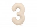 Ballon en aluminium Chiffre '3', 86cm, beige clair