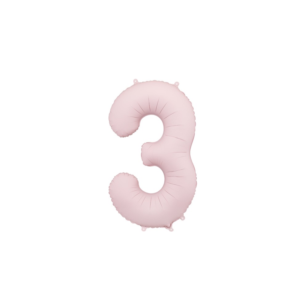 Ballon en aluminium Chiffre '3', 86cm, rose clair