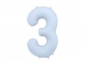 Ballon en aluminium Chiffre '3', 86cm, bleu brumeux